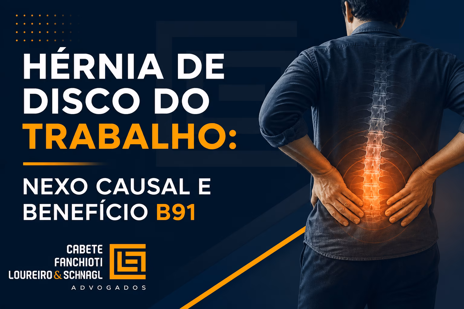 Ilustração do nexo causal entre condições de trabalho e hérnia de disco na coluna vertebral
