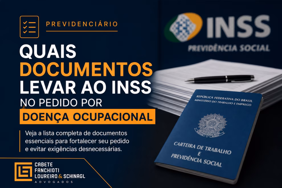Checklist com documentos para pedido de benefício por doença ocupacional no INSS