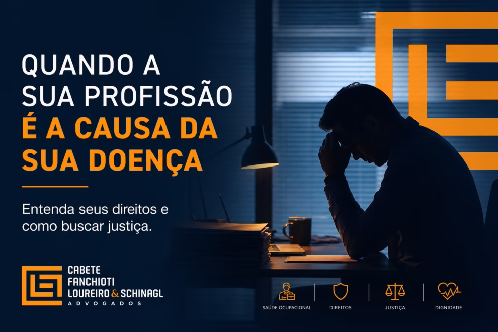 Profissional em seu ambiente de trabalho, representando a relação entre atividade laboral e doença profissional