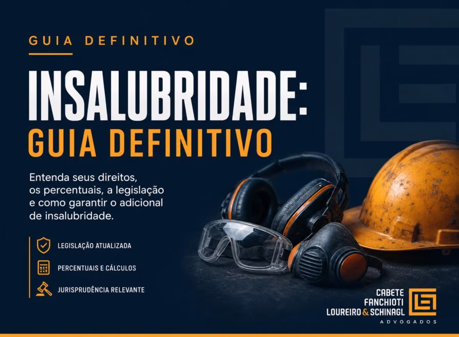 Cabeçalho editorial moderno com tipografia em branco e laranja sobre fundo azul escuro para artigo sobre insalubridade