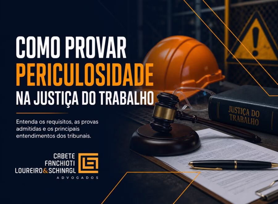 Imagem de cabeçalho mostrando tema de periculosidade no trabalho com cores azul escuro, laranja e branco